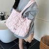 Large Capacity Puffy Tote Bag Korean Women's Handbag Elegant Quilted Heart Bag  Shoulder Bag