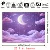 2D Dreamy Purple Moon Backdrop Pastel Cloud Starry Night Photography Background