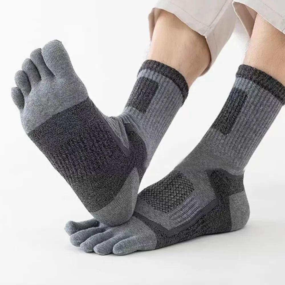 Men s toe socks for hiking, riding, and exercise, toe-separating socks gray