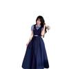 Vestito Primaverile a Finta Due Pezzi con Pizzo e Fiocco Dolce in Stile Coreano per Ragazze Energiche