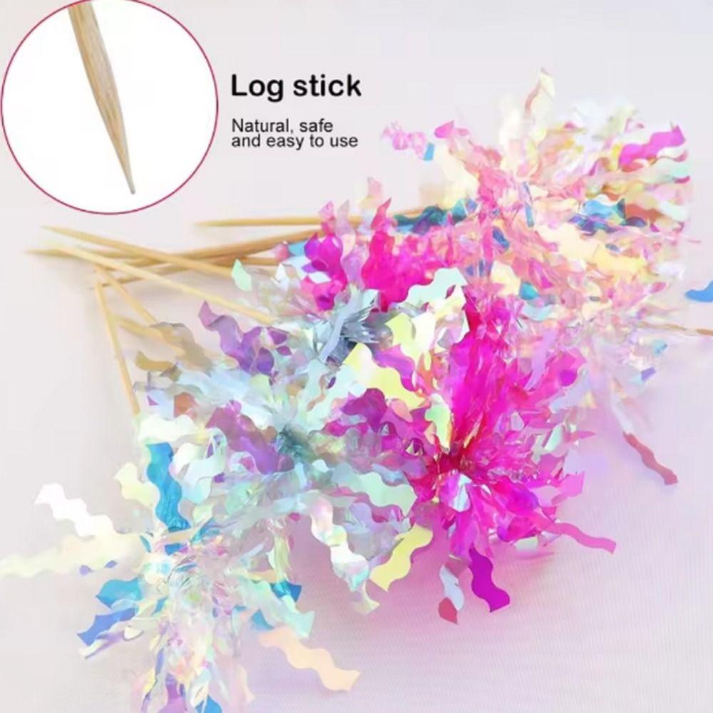 10 pieces Sparkle Foil Firework Cupcake Toppers Fireworks Tassels Cake Plugin  Party Supplies