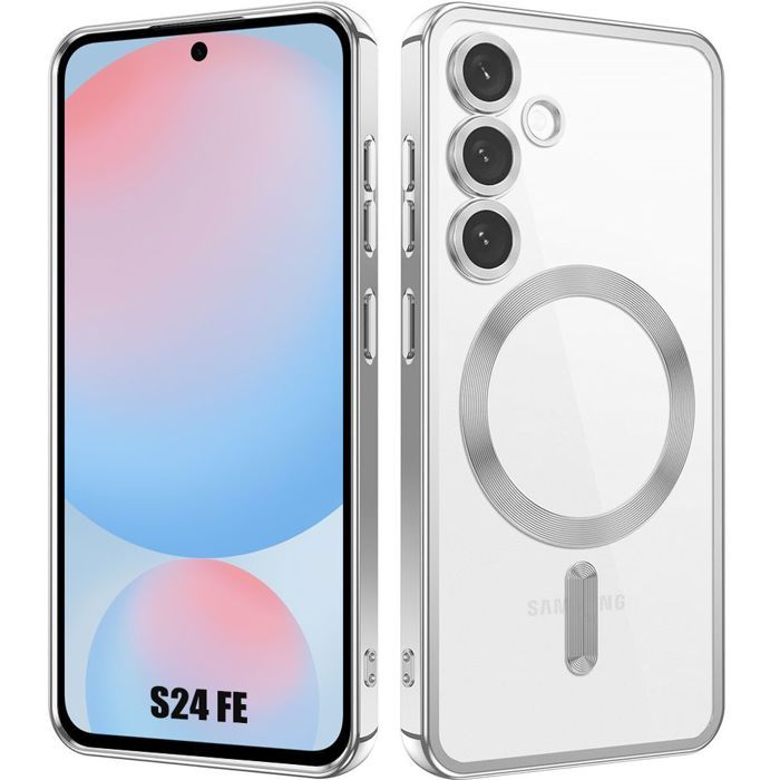 Coque pour Samsung Galaxy S24 FE - avec Cercle Magnétique Film Caméra - Argenté - BOOLING®