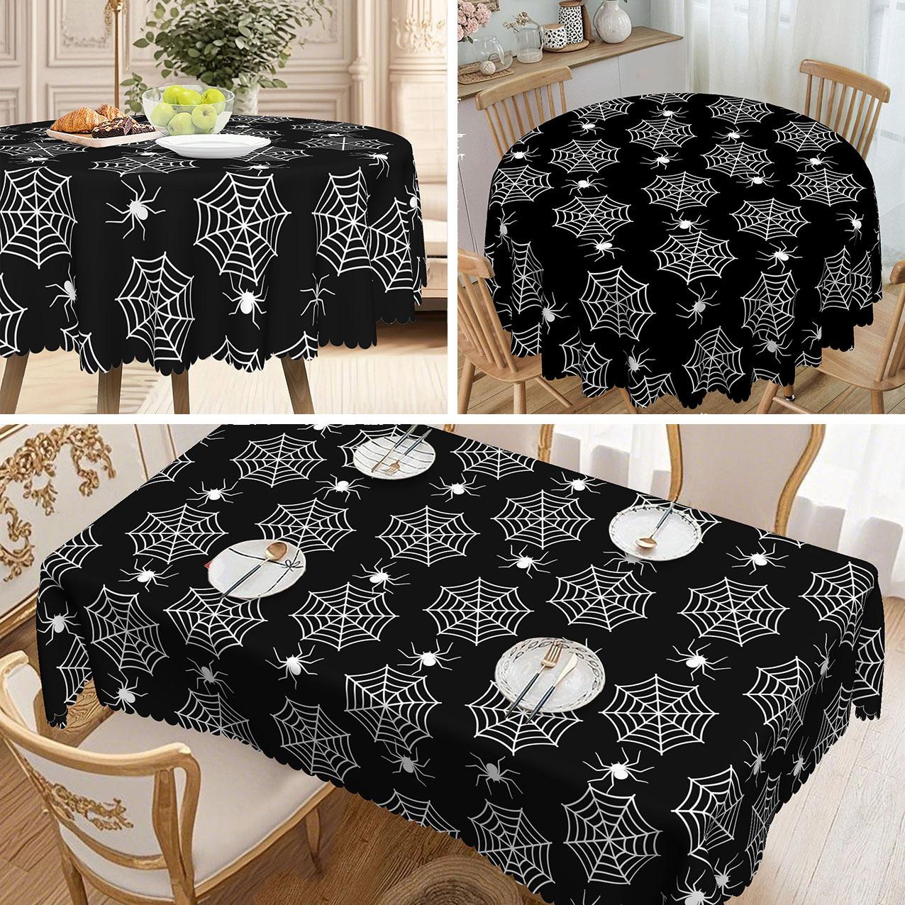 

1 Stylish And Beautiful Halloween-Themed Tablecloth, Spider Webs And Spider Patterns - Round And Rectangular Tablecloths round tablecloth-152x152cm
