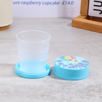 Vaso plegable de 100 ml con tapa, vaso de agua de plástico reutilizable portátil, vaso de enjuague bucal plegable de dibujos animados, vaso para beber para viajes al aire libre