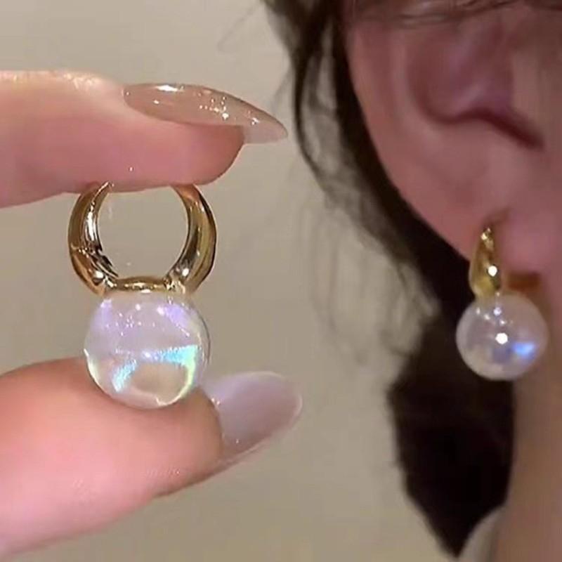 Gold Color Pearl Studs Hoop Earrings for Women Gold Color Eardrop Minimalist Hoops Wedding Fashion Jewelry Dropshipping