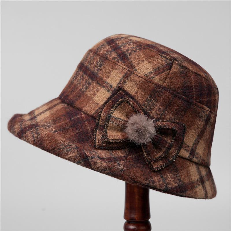 

Шапка женская зимняя шерстяная теплая шляпа-ведро осенне-зимняя хлопковая шапка M（56-58cm）