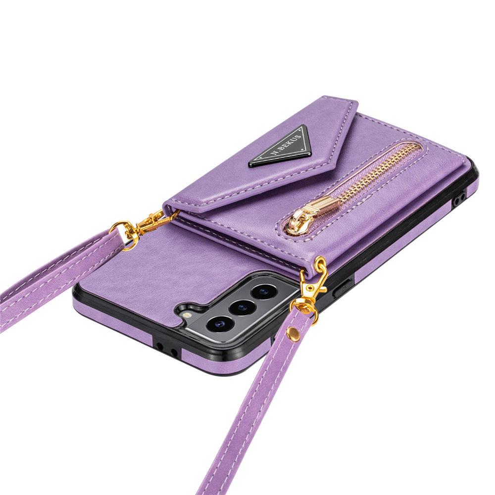 Crossbody Geldbörse Lederhülle für Samsung Galaxy S24 Ultra S23 S22 S21 S20 Plus A51 A71 A52 A72 A53 Reißverschluss Kreditkartenhülle