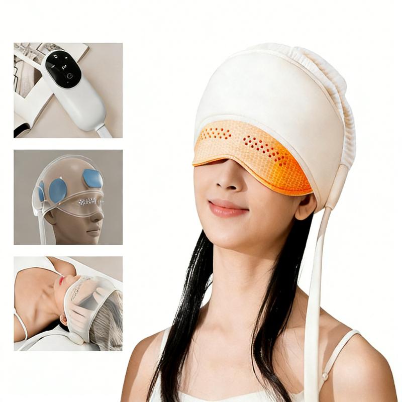 Graphene Heated Head Massager Air Pressure Scalp Therapy Eye Hot Compress for Deep Relaxation Sleep Support