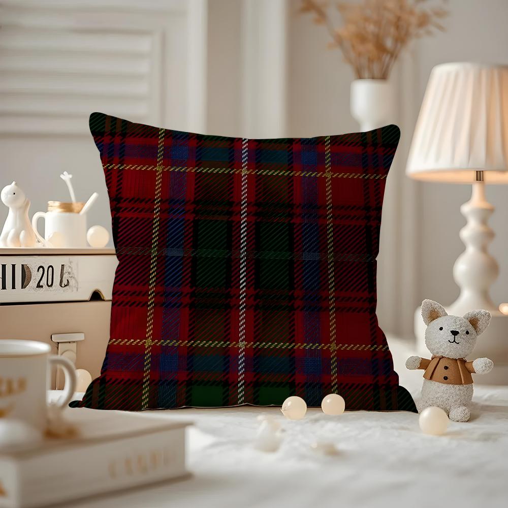 Nordic Scottish Pattern Tartan Cushion Cover Pattern Printed Pillowcase For Living Room Sofa Cushion Cover & Bedroom Decor