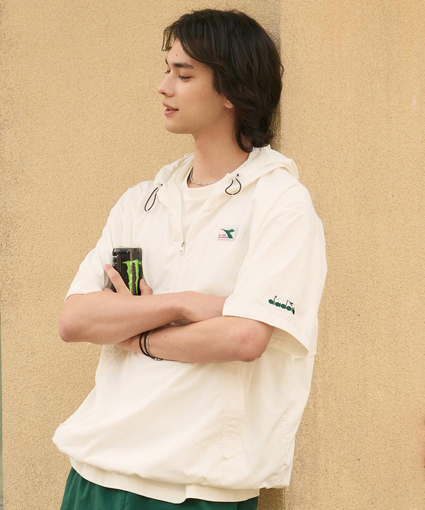 Diadora Comfy Hoodie Short Sleeve Anorak Off White