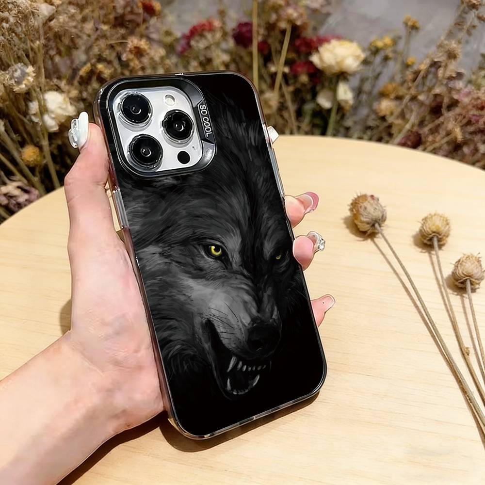 The Wolf Phone Case For iPhone 17,16,15,14,13,12,11 Plus,Pro Max,XS,Colorful Silver Phone Case Funda Cover