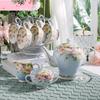 Pink Blue Flower Bone China Coffee Cup Set Porcelain Tea Cup Set Ceramic Pot Mug Sugar Bowl Creamer Teapot Milk Jug Teaset