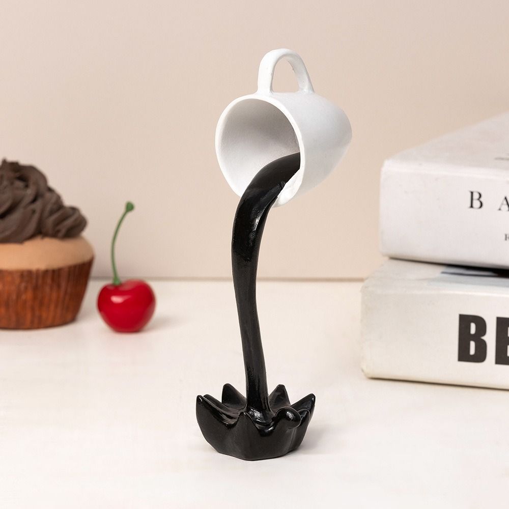 3D Floating Spilling Coffee Cup Resin Craft Suspended Cup Sculpture Coffee Cup Ornaments  Kitchen