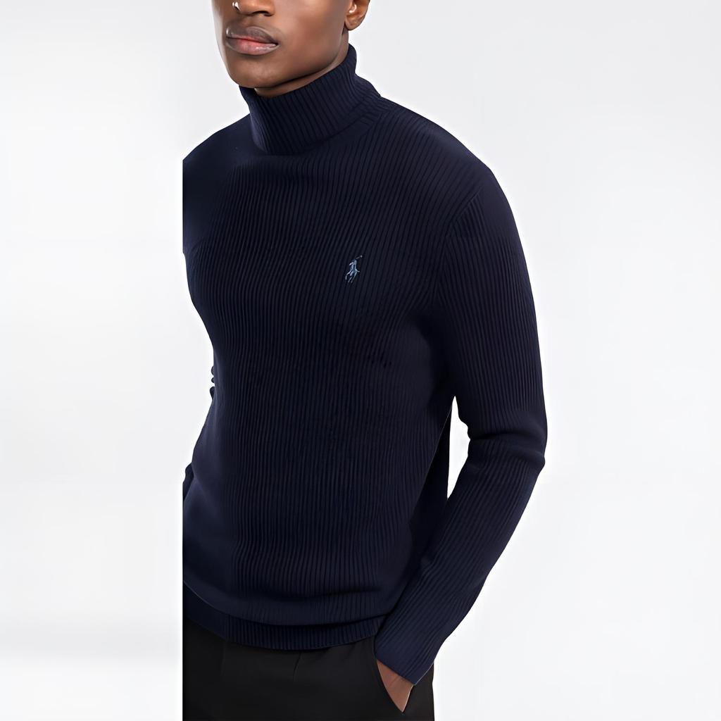 Polo Ralph Lauren FW21 Logo Embroidered High Neck Pullover Sweater Men sweater Blue 710810838-002