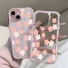 Oil Painting Pink Daisy Pattern Clear Phone Case For iPhone 17 Air 16 15 14 13 12 11 Pro Max Plus 2 In 1 Candy Color Soft Cover