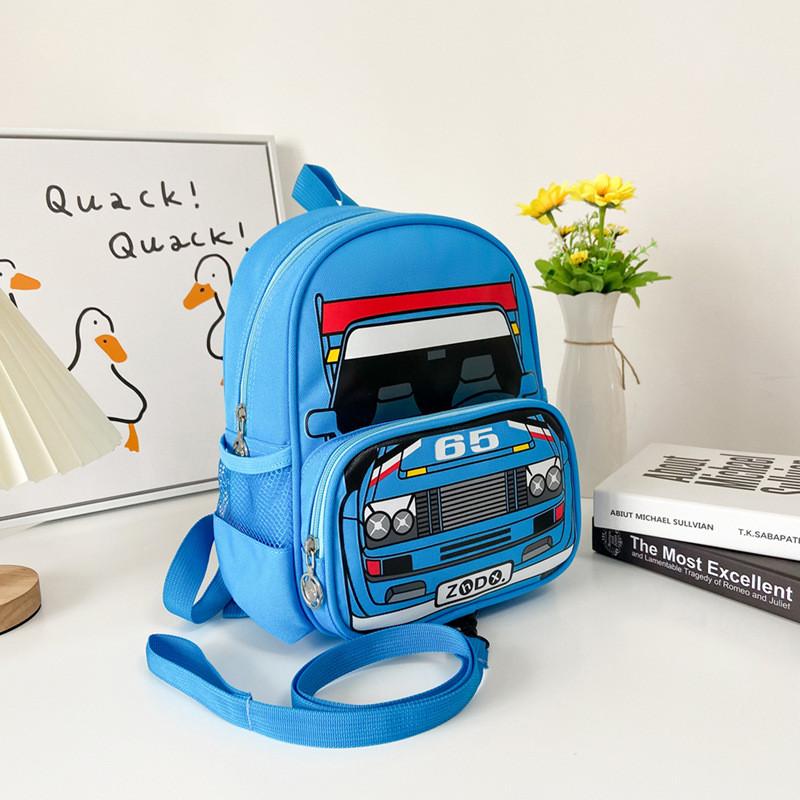 School Canvas Kids Backpack With Car And Unicorn Prints For Boys And Girls