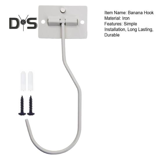 Banana Hook 13LB Load-capacity Foldable Design Self-Adhesive Simple Installation Under-Cabinet Banana Hanger Storage Hook