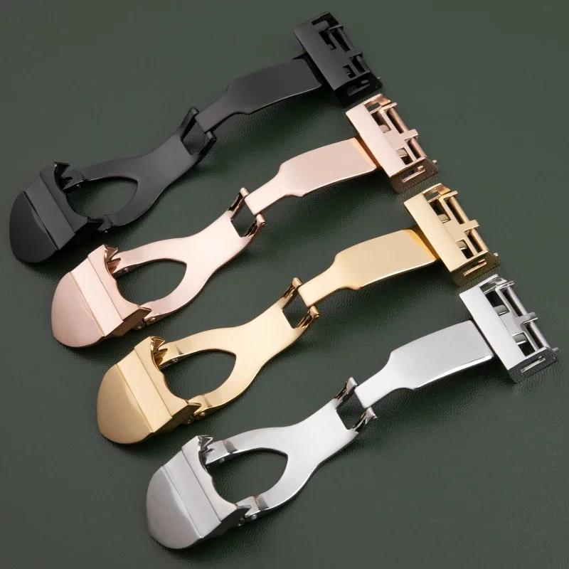 18mm 316L Stainless Steel Deployant Clasp Watch Buckle For Tudor  Strap Leather Rubber Band Replacement Silver Fold Buckle
