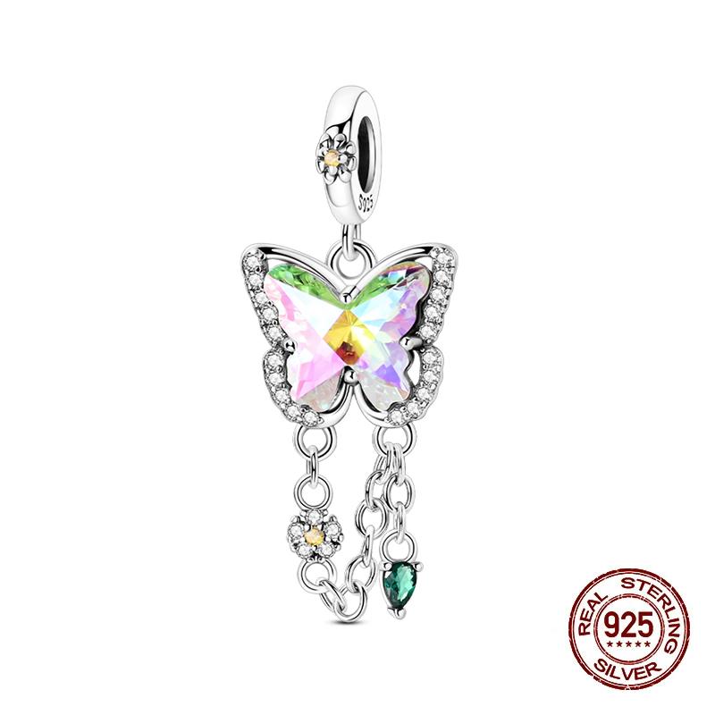 Compatible With 3MM Authentic Bracelets copper Colorful Dragonfly Flower Gem Butterfly Charm Bead Charms Bead Charms Fine Do It Yourself Jewellery Mak