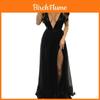 Elegant Women Party Sling Evening Dress With Deep V-neck And Stunning Backless Design
