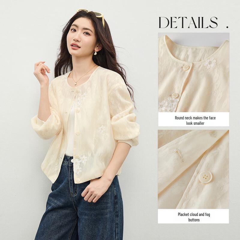 Shangdubila Women's Spring Round-Neck Button-Down Casual Jacket