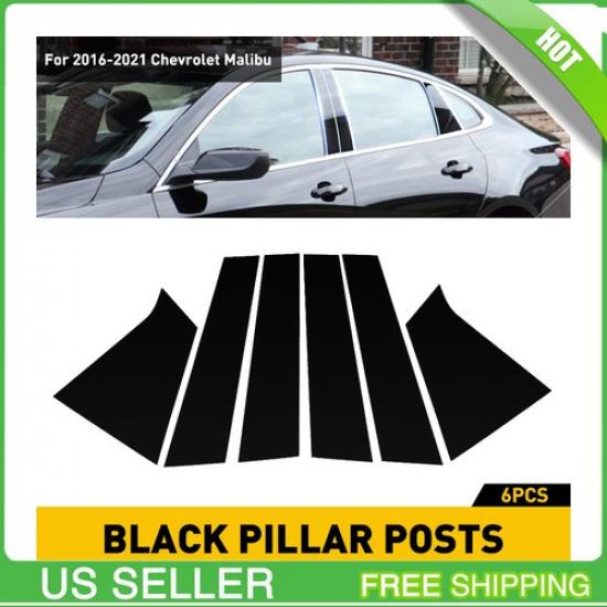 For 2016- Malibu Chevrolet Glossy Black Door Posts Pillar Trim Cover Window