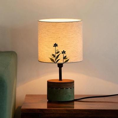 32.3 Cm  Dainty Flowers Hand-Painted Wood LED Table Lamp for Bedroom Decor Without Bulb Lamps for Living Room Decorative Bedside for Home Gift