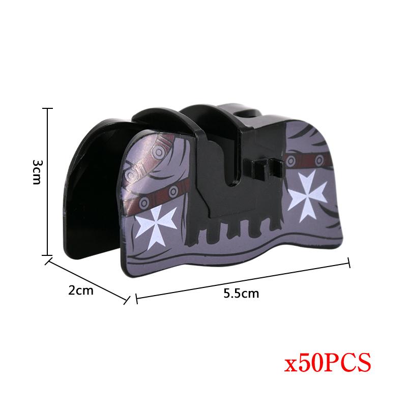 MOC 50 Stück Mittelalter Militär Mittelalter Ritter Kriegspferd Rüstung Pferdeleine Actionfiguren Bausteine Steine Spielzeug Kindergeschenk