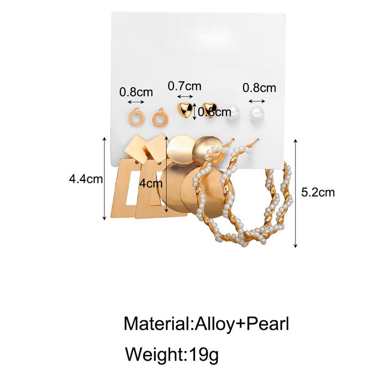 Modyle New Bohemian Female Pearl Earrings Set Punk Vintage Gold Color Geometric Drop Earrings for Women Fashion Jewelry