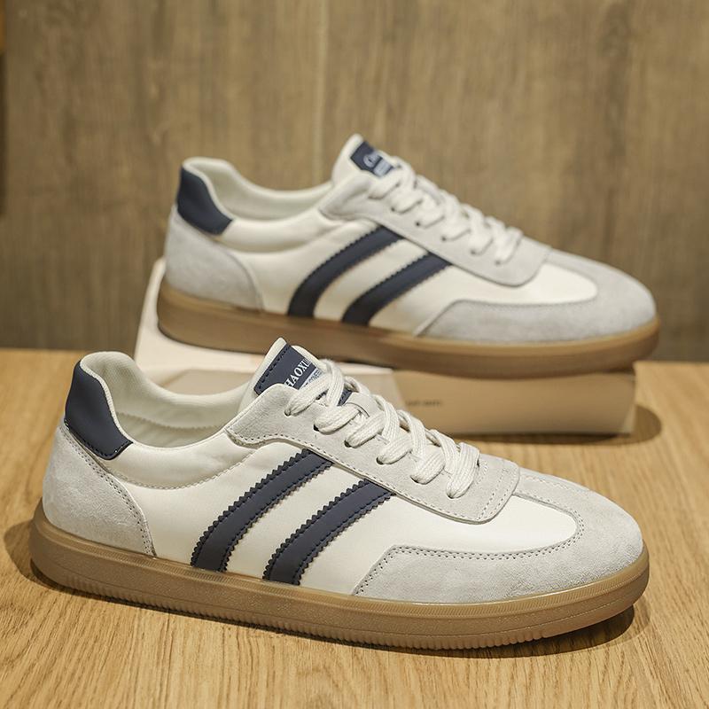 Lace-Up Men Comfortable Casual Shoes Leather Flats Men's Walking Footwear All-match Skate Shoes Men New Arrival Mens Sneakers