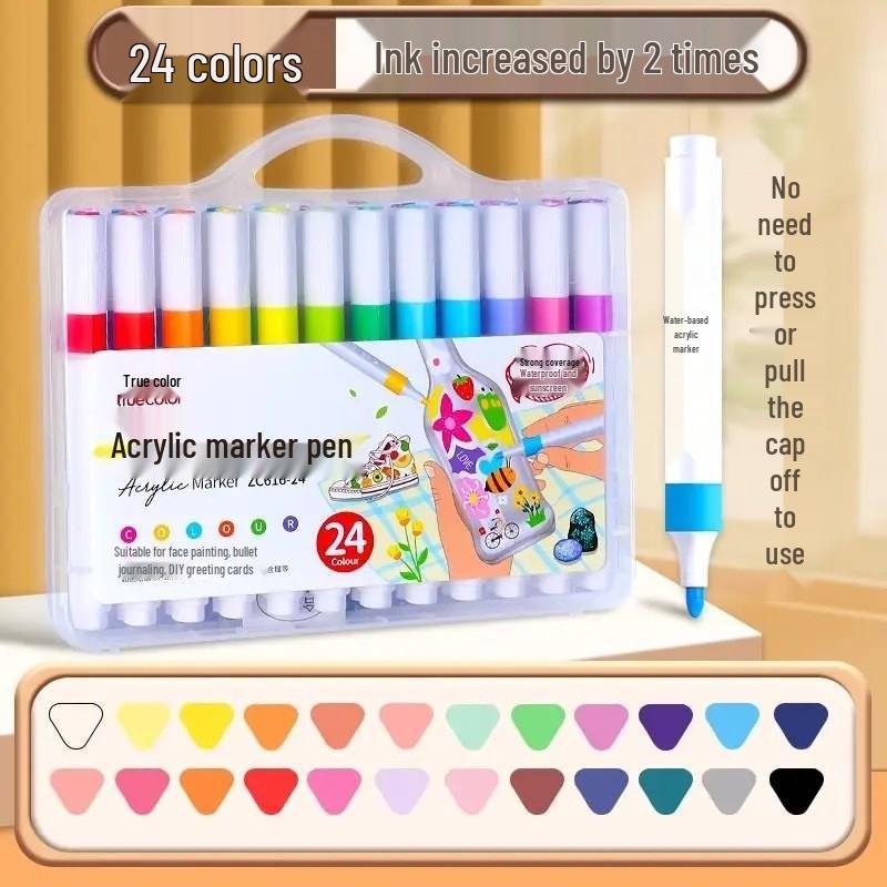 Echtfarbe Dreieckiger Schaft Wasserfarbenstift für Kinder: Acrylmarker-Pinsel für den Kunstunterricht mit Schichtfarben.