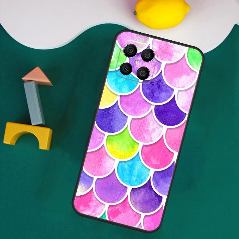 Watercolor Faux Mermaid Scales Case For Honor Magic 7 Lite 5 6 Honor 200 Pro 50 70 90 Lite X9a X8a X8 X9 X8b X9c X9b Cover