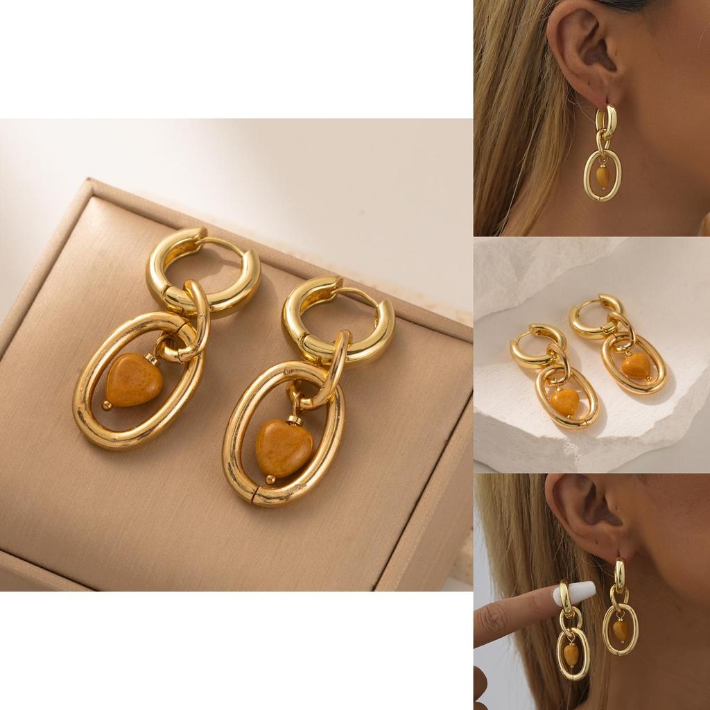 Stylish Gold Plated Heart Earrings Perfect For Street Photography