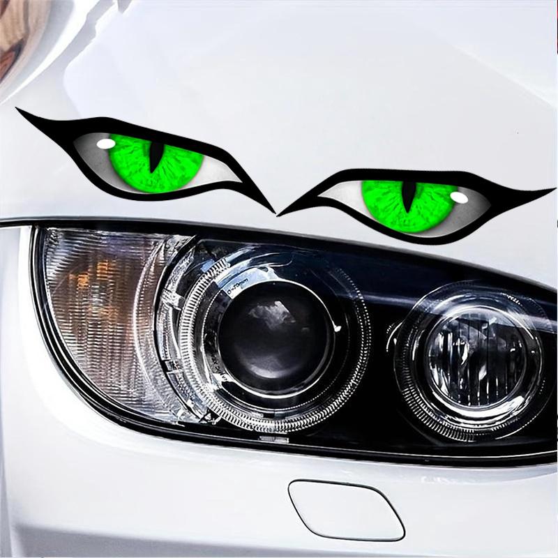 Car Sticker 3D Glossy Green Eye Car Sticker - For Rearview Side Mirror, Eye-catching Animal Eye Design Decal