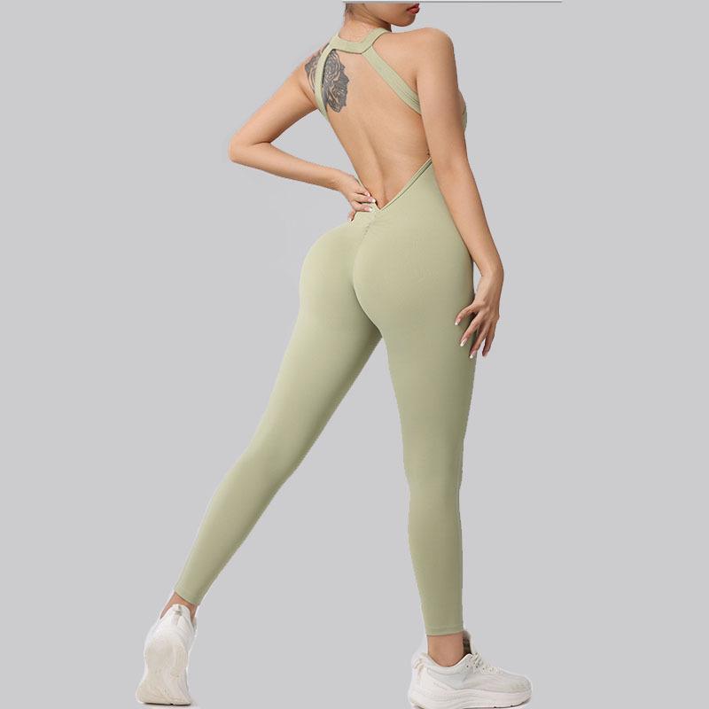 Peach Butt Slim Fit Sport Bodysuit: Backless Running & Yoga Jumpsuit