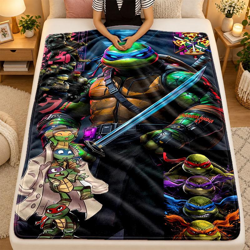 Flannel BlanketTeenage Mutant Ninja Turtles Warm Soft Throw Blanket for Indoor Sofa Bed Living Room Use
