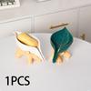 Ceramics Soap Dish with Drain Waterfall Holder for Kitchen Home Green