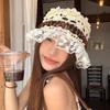 Handmade Crochet Bucket Hat Summer Weave Basin Caps Sweet Beads Knitted Hat  Girls