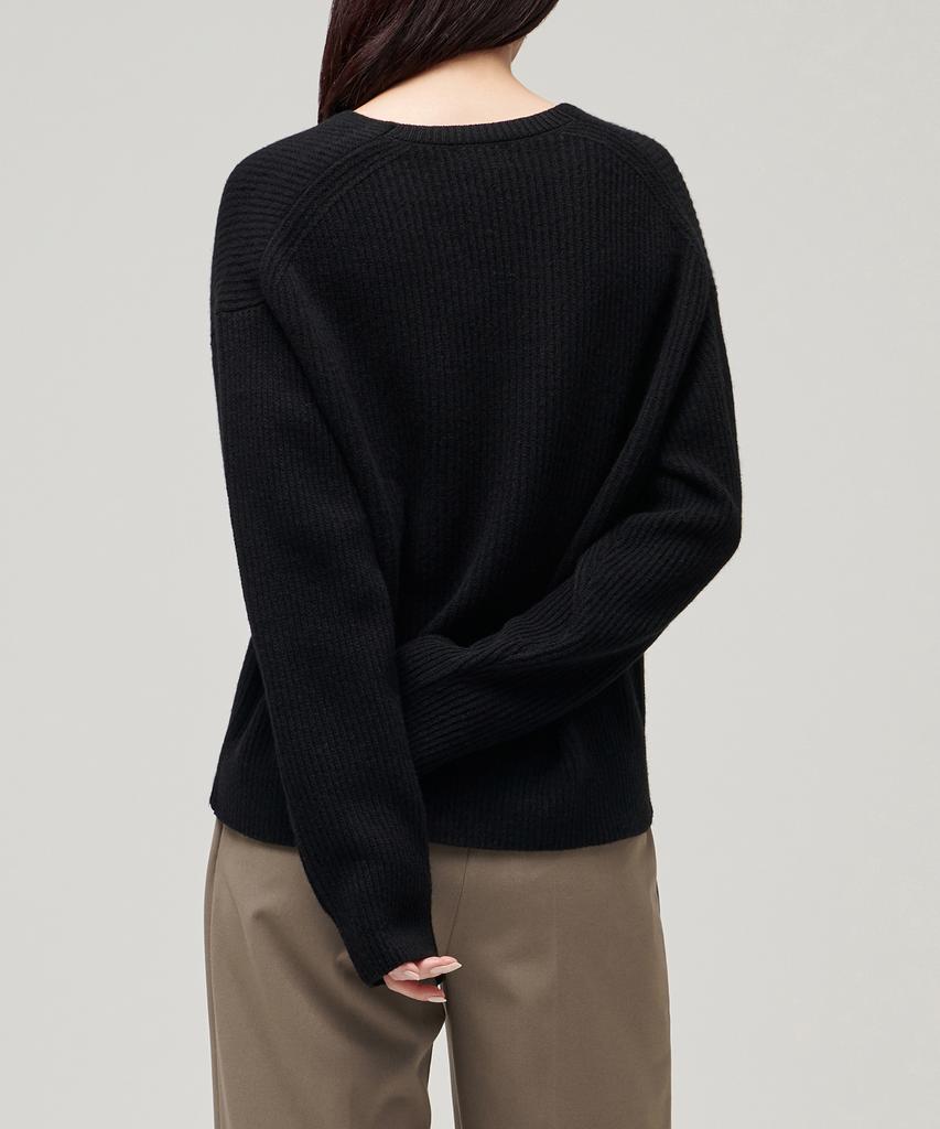MUSINSA STANDARD WOMAN Women'S Lambswool Ribbed V-Neck Knit [Black]