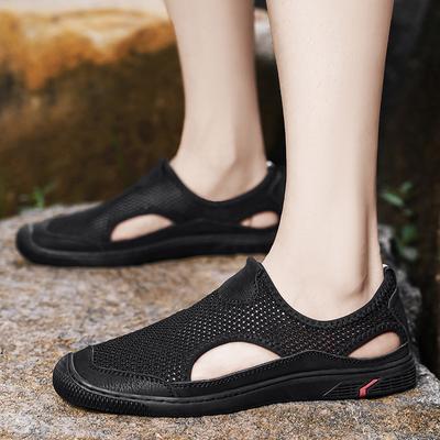 2025 Sommer neue Lochschuhe atmungsaktive Mesh-Schuhe Herren Mesh hohle Sandalen weiche Sohle Herren Freizeitschuhe