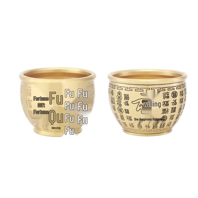 Copper Pot Decorative Ashtray: Pure Brass Blessings and Wealth Attraction Jar.