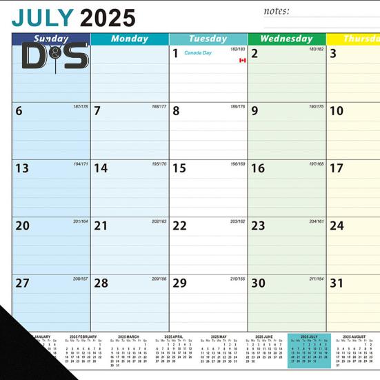 Kalendarz Ścienny 2025-2026 Projekt Kwiatowy Kalendarz do Powieszenia na Ścianie Lipiec. 2025 - Grudzień. Planer Miesięczny 2026 18 do Dekoracji Domowego Biura Szkoły