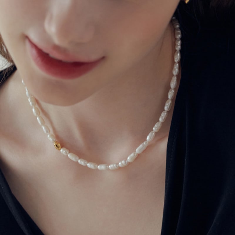 Shertz Ugly Freshwater Pearl Bumpy Stone Necklace (24k Gold Plated)