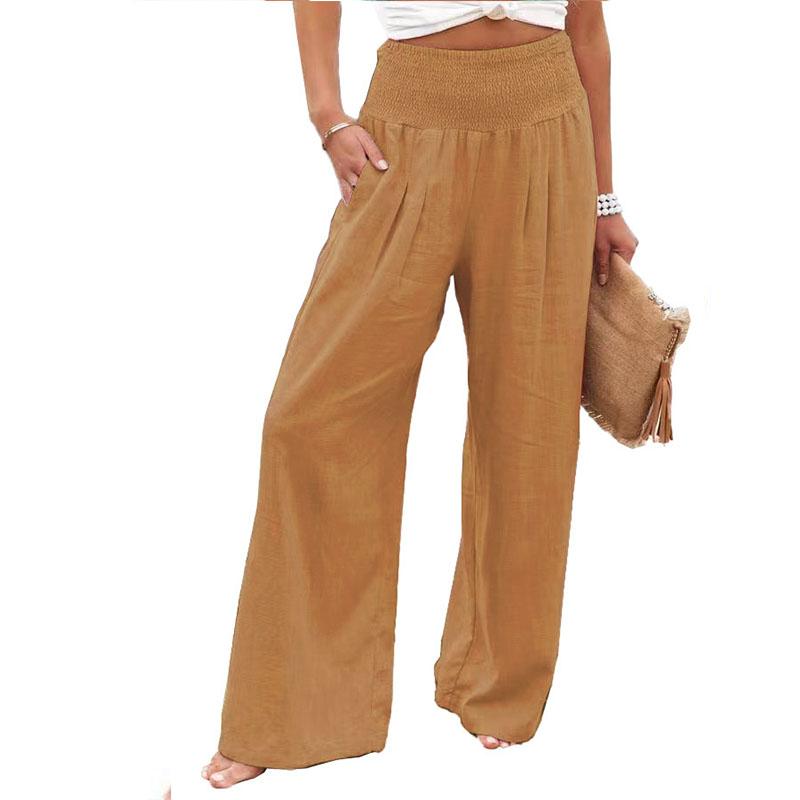 Jarní a letní dámské ležérní kalhoty Široké kalhoty Ležérní vítr Kalhoty do středního pasu