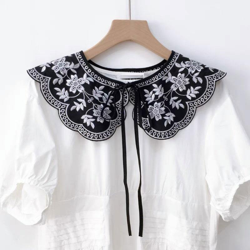 Embroidered Floral Fake Collar Cute Lolita Fake Collar Detachable Blouse False Collar Little Shawl Top for Women