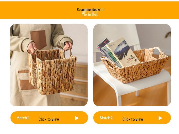 Desktop Woven Storage Basket with Handle - Snack, Toy, and Fruit Organizer for Living Room