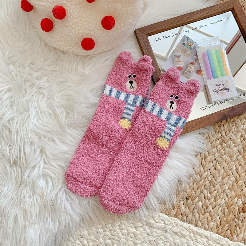 10Pair 25 Cute Coral Fleece Socks Women'S Winter Cartoon Home Sleep Socks Winter Thickened Non-Shedding Floor Socks