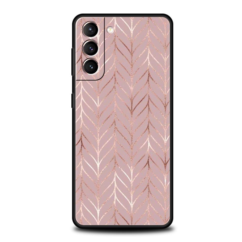 Gold Rose Love Heart Phone Case For Samsung Galaxy S26 Ultra S25 Plus S24 FE S23 S22 5G S21 S20 Cover Black Soft