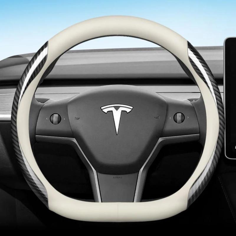 For Tesla Model 3 Y S 2012 2013 2016 2017 2020 2021 - 2024 Car Steering Wheel Cover PU Leather 9Colors Non-slip Auto Accessories