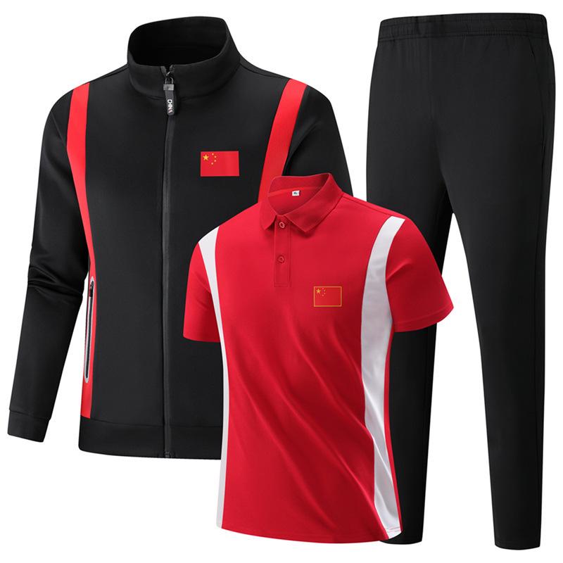 

Китайский командный спорт Стойка воротник Комплект из трех предметов: Повседневная спортивная форма рубашка ПОЛО 4XL